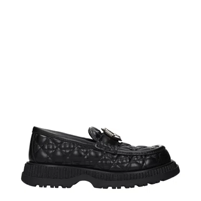 Dior Christian  Buffalo Loafers Men's Leather Black In -, -