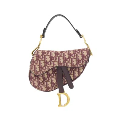 Pre-owned Dior Christian  Burgundy Canvas Handbag Saddle Bag ()
