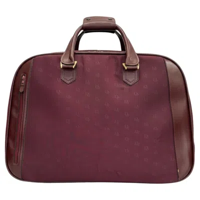Pre-owned Dior Christian  Burgundy Monogram And Leather Suitcase In Red