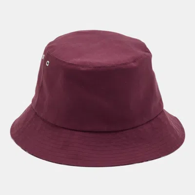 Pre-owned Dior Christian  Burgundy Oblique Reversible Teddy-d Bucket Hat Size 57