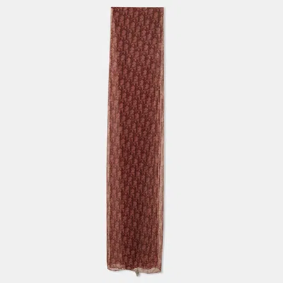 Pre-owned Dior Christian  Burgundy Oblique Silk Scarf