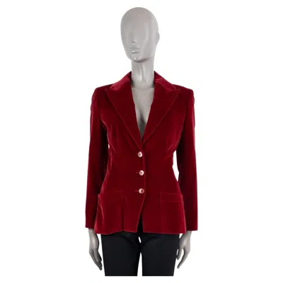 Pre-owned Dior Christian  Burgundy Pleated Velvet Blazer Jacket 38 S In Red