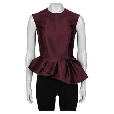 Pre-owned Dior Christian  Burgundy Silk Blend Peplum Top - Size M / Fr38 In Red