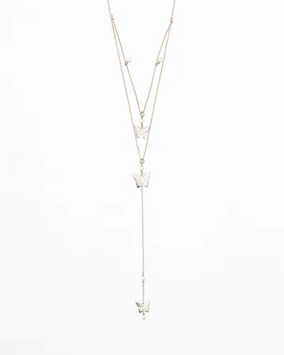 Dior Christian  Butterfly Pearl Necklace In Gold