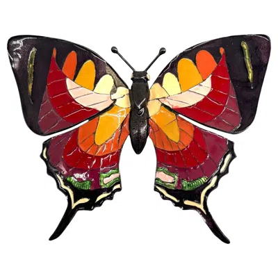 Pre-owned Dior Christian  By Galliano S/s 2002 Oversized Enamel Butterfly Brooch In Multi