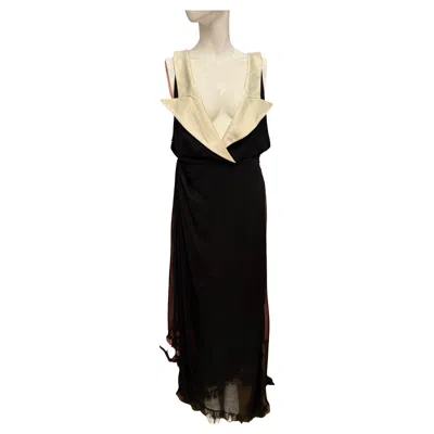 Pre-owned Dior Christian  By Gianfranco Ferré Silk Evening Dress In Black