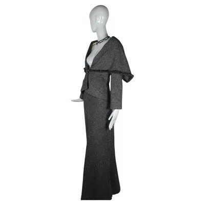 Pre-owned Dior Christian  By John Galliano 1997/1998 Grey Wool Cape & Maxi Skirt Set In Gray