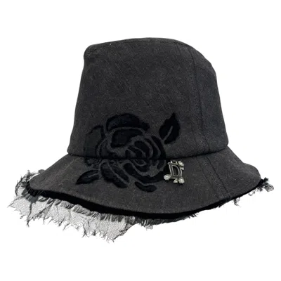 Pre-owned Dior Christian  By John Galliano 2005 Collection Black Denim And Lace Hat