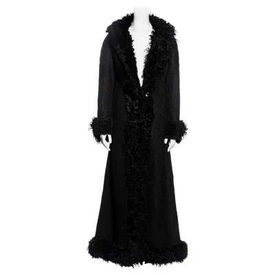 Pre-owned Dior Christian  By John Galliano Black Full Length Lamb And Lace Coat, Fw 2001