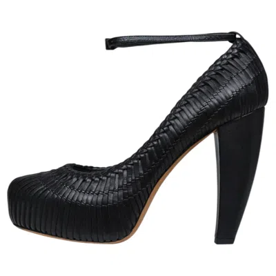 Pre-owned Dior Christian  By John Galliano Black Leather Woven Platform Pumps 2007