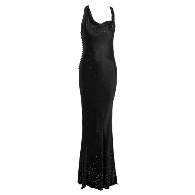 Pre-owned Dior Christian  By John Galliano Black Satin Crystal Evening Dress, Ss 2000