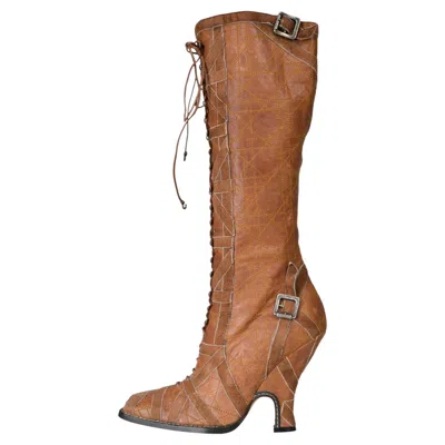Pre-owned Dior Christian  By John Galliano Brown Leather Patchwork Boots