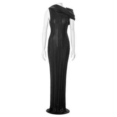 Pre-owned Dior Christian  By John Galliano Foiled Black Open-knit Evening Dress, Fw 1999