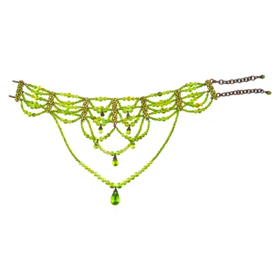 Pre-owned Dior Christian  By John Galliano Green Beaded Choker Necklace, Fw 2003