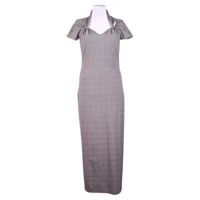 Pre-owned Dior Christian  By John Galliano Grey Checked Nylon Sheath Dress, Ss 2000 In Gray