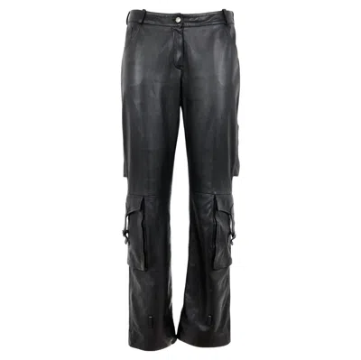 Pre-owned Dior Christian  By John Galliano Leather Cargo Pants In Black