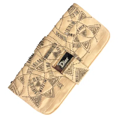Pre-owned Dior Christian  By John Galliano Limited Edition S/s 2003 Embroidery Clutch In Sand