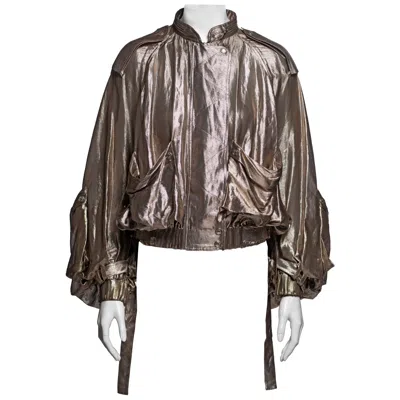 Pre-owned Dior Christian  By John Galliano Metallic Lamé Draped Blouson Jacket, Ss 2003 In Black