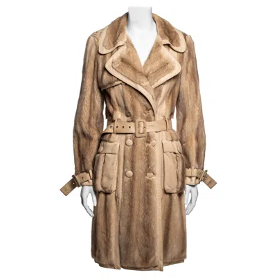 Pre-owned Dior Christian  By John Galliano Mink & Lambskin Trench Coat, Fw 2005 In Brown