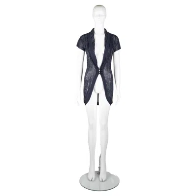 Pre-owned Dior Christian  By John Galliano Navy Rubberised Knit Cardigan Runway S/s 1999 In Blue