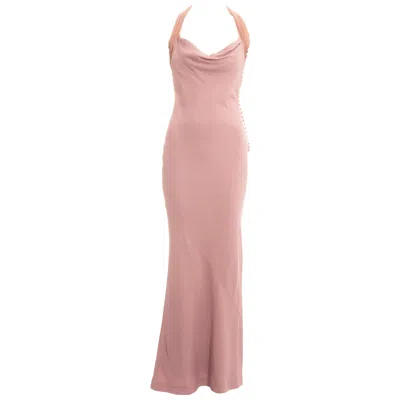 Pre-owned Dior Christian  By John Galliano Pink Crepe Halter-neck Lace Up Dress, Fw 1999