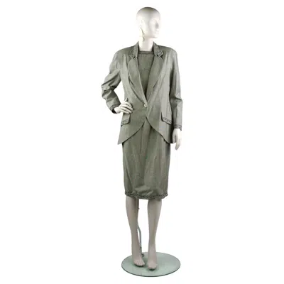 Pre-owned Dior Christian  By John Galliano Prince Of Wale Checked Wool Suit, 2000 In Gray