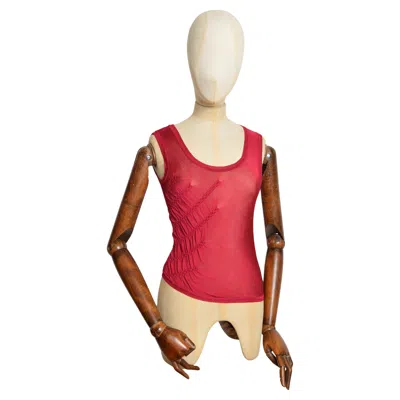 Pre-owned Dior Christian  By John Galliano Raspberry Red Rouchèd Knit Tank Top - Vest