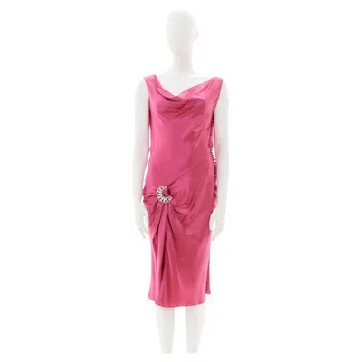 Pre-owned Dior Christian  By John Galliano S/s 2004 Pink Silk Satin High Bias Cut Dress