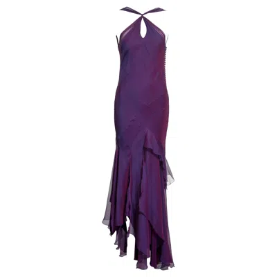 Pre-owned Dior Christian  By John Galliano Two-tone Purple Silk Evening Dress, Ss 2005