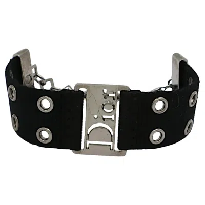 Pre-owned Dior Christian  By John Galliano Vintage Black Nylon Strap Logo Bracelet