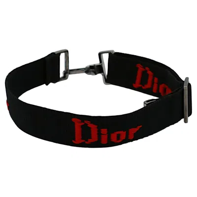 Pre-owned Dior Christian  By John Galliano Vintage Black Nylon Strap Logo Choker Necklace