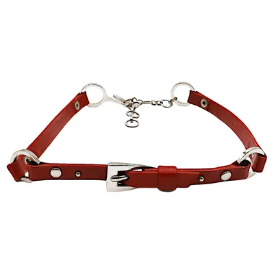 Pre-owned Dior Christian  By John Galliano Vintage Red Leather Choker Necklace
