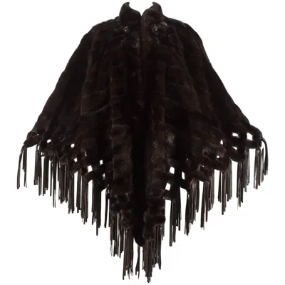 Pre-owned Dior Christian  By Marc Bohan Brown Mink Cape With Leather Tassels, C. 1970
