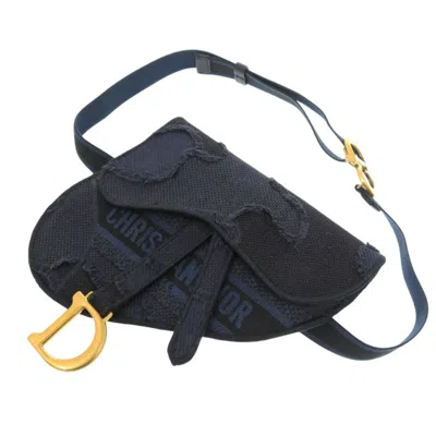 Pre-owned Dior Christian  Camouflage Navy Canvas Fanny Pack Saddle Bag () In Camouflage, Navy