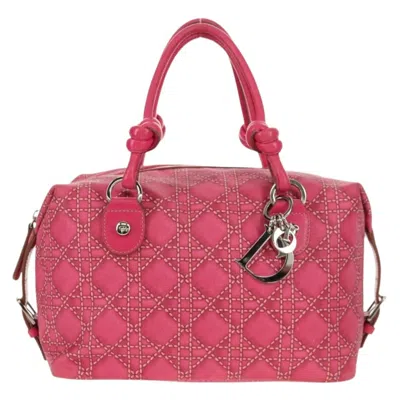 Pre-owned Dior Christian  Cannage Canvas Pink Canvas Shoulder Bag Bag ()