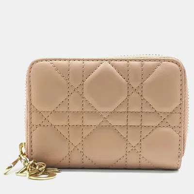 Pre-owned Dior Christian  Cannage Card Wallet In Pink