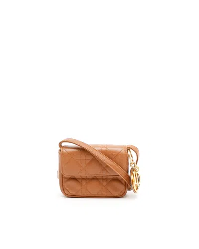Dior Christian  Cannage Crossbody Bag In Brown