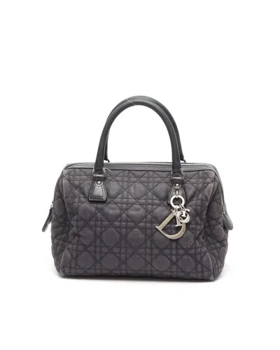 Dior Christian  Cannage Denim Boston Bag In Gray