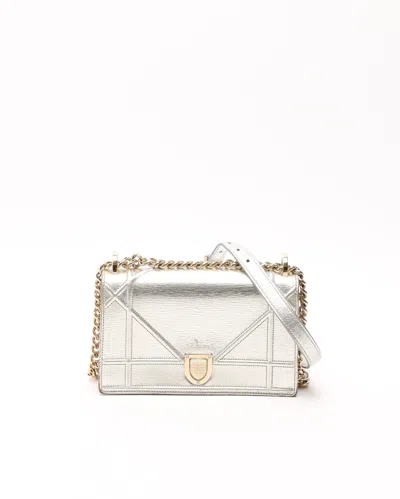 Dior Christian  Cannage Ama Metallic Bag In Silver