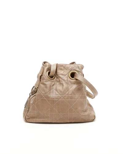 Dior Christian  Cannage Drawstring Bag In Brown