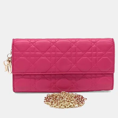 Pre-owned Dior Christian  Cannage Hot Pink Clutch/crossbody Bag S0020ocal