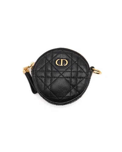 Dior Christian  Cannage Leather Coin Purse In Black