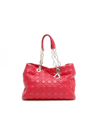 Dior Christian  Cannage Shopping Tote Bag In Red