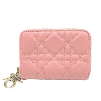 Pre-owned Dior Christian  Cannage/lady  Pink Leather Coin Purse/coin Case ()