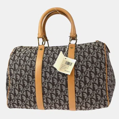 Pre-owned Dior Christian  Canvas And Leather Trotter Duffle Handbag