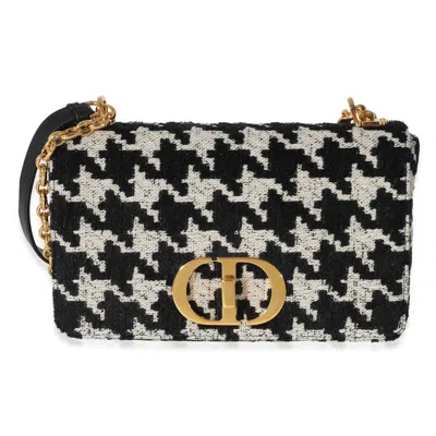Pre-owned Dior Christian  Caro Bag Macro-houndstooth Fabric Black Canvas Crossbody Bag Bag ()