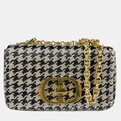 Pre-owned Dior Christian  Caro Beads Beige Black Shoulder Bag In Sand
