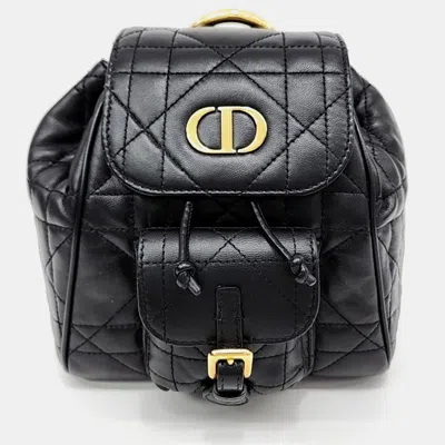 Pre-owned Dior Christian  Caro Black Leather Backpack Small M6302