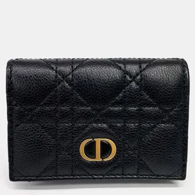 Pre-owned Dior Christian  Caro Cardholder In Black