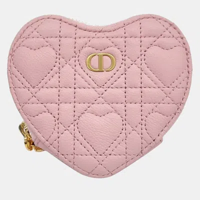 Pre-owned Dior Christian  Caro Chain Heart Pouch In Pink